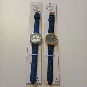 2 Pack of Watch Montre Reloj Denim Blue Jean Style Band Analog Display